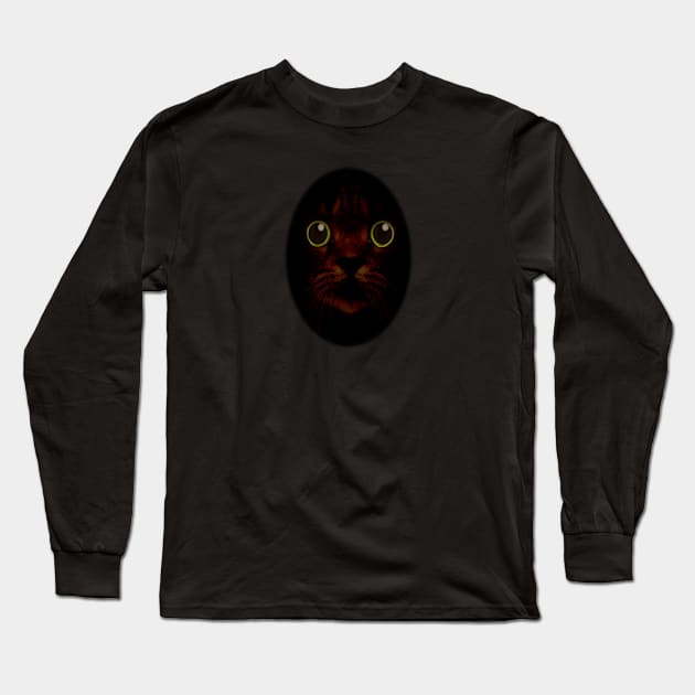 Green Eyed Cat in Shadow Long Sleeve T-Shirt by SolarCross